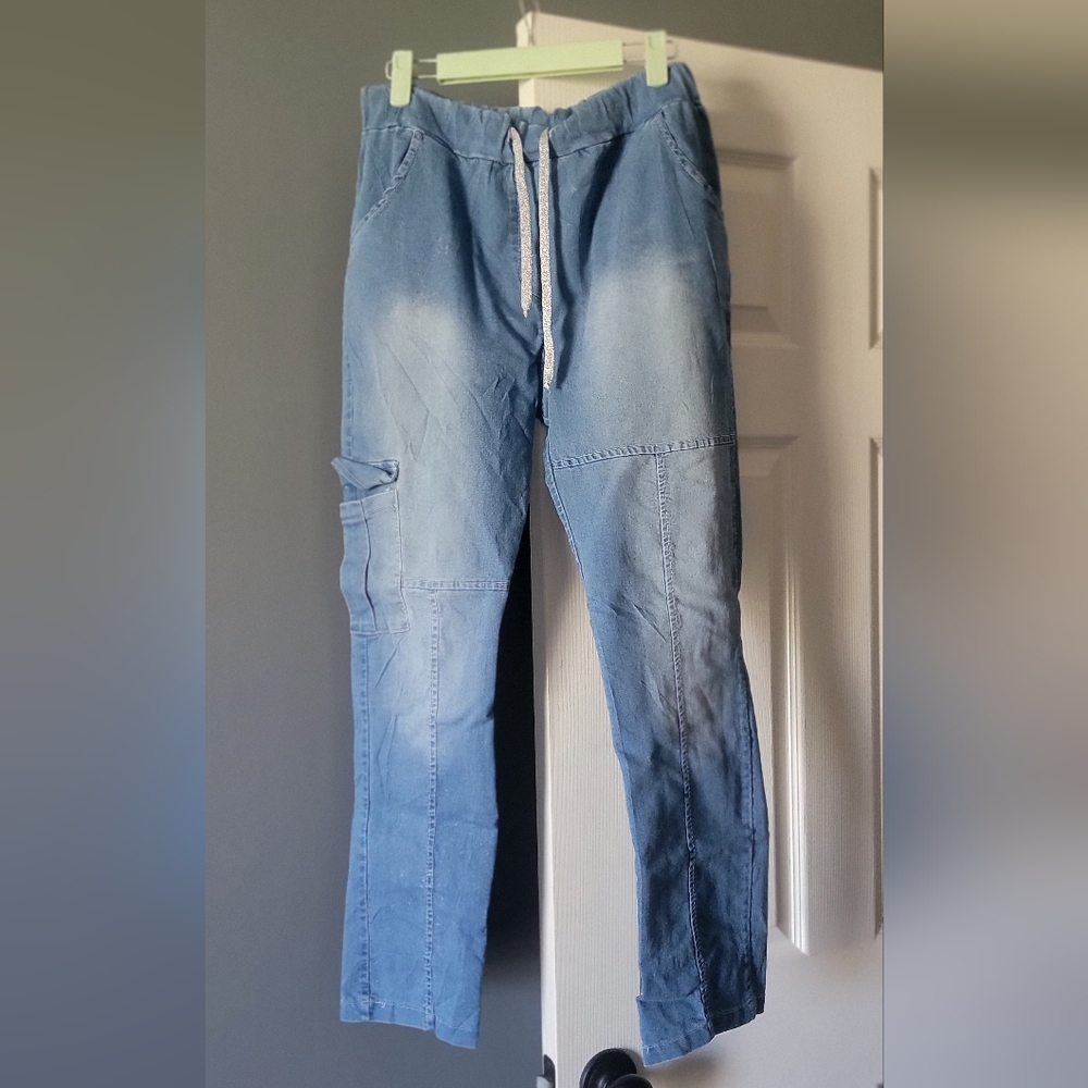 Blue Sparkle Cargo Jogger Pants